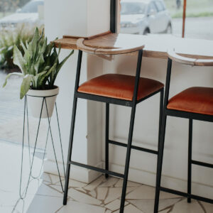 Imali Stool | Steel Leather & Oak - Image 7